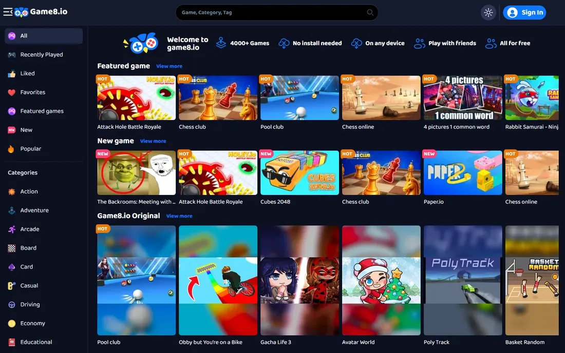 Game8.io game collection