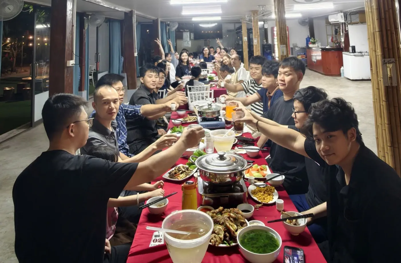 The CIE team at a dinner together
